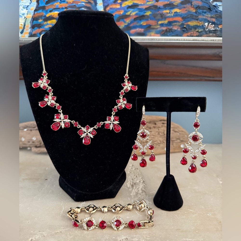 Vintage Givenchy Red and Gold Necklace Set
